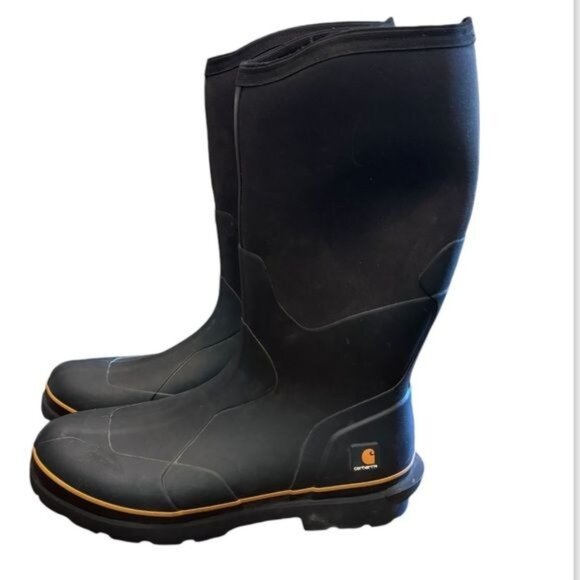 Carhartt Mens Waterproof Insulated Work Boots Size 14 Black Rubber & Neoprene - Picture 8 of 14